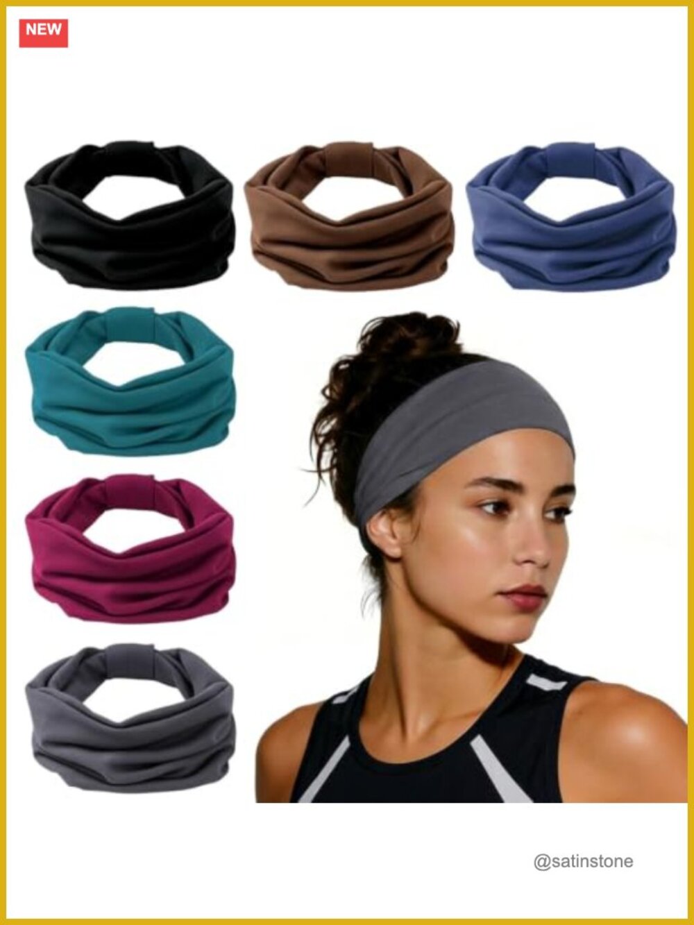 6 Pack Wide Non Slip Fabric Headbands Soft Elastic Workout Spa Hair Bands Women